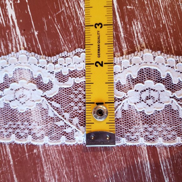 Chantilly Lace Trim - 2 5/16"" x 11 yards - White with scalloped Edge - Floral - Picture 4 of 4